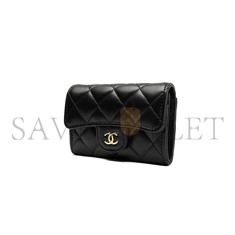 CHANEL CLASSIC CARD HOLDER LAMBSKIN & GOLD-TONE METAL BLACK AP0214 (11.3*7.5*2.5cm)